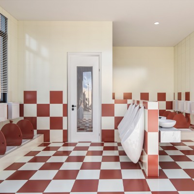  现代幼儿园儿童卫生间su模型下载 