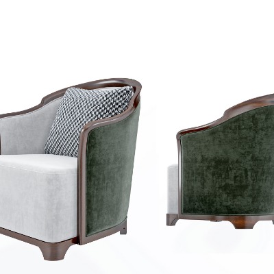  新中式布艺休闲沙发su模型下载 