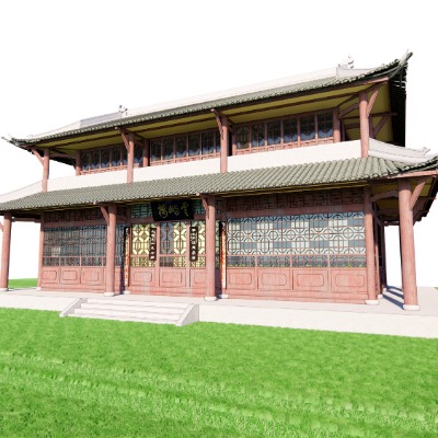  中式古建阁楼su模型下载 