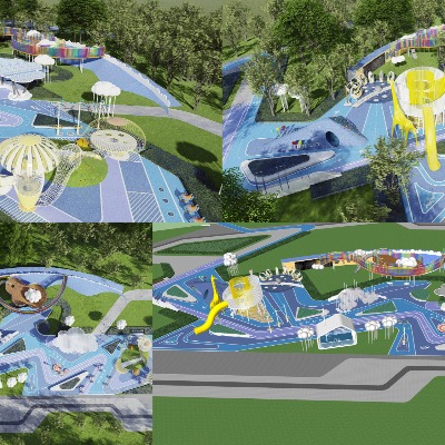  现代儿童游乐场su模型下载 