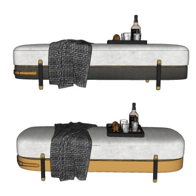  现代布艺床尾凳脚踏su模型下载 