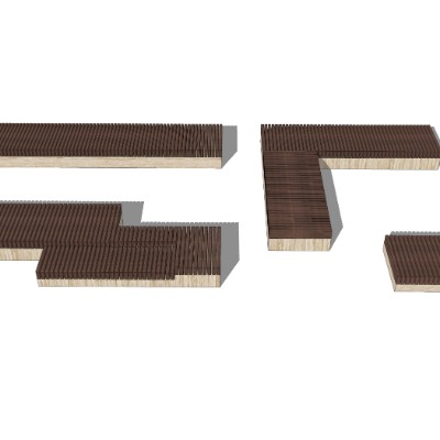  现代户外公用椅su模型下载 