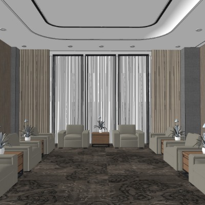  现代贵宾接待室su模型下载 