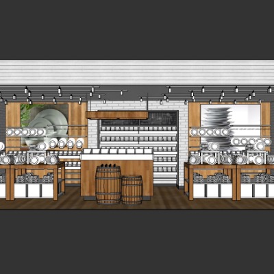  现代陶瓷专卖店su模型下载 
