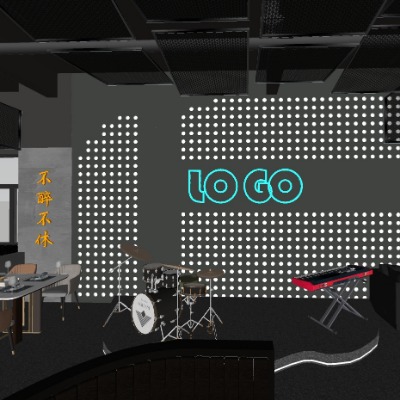  工业风酒吧su模型下载 