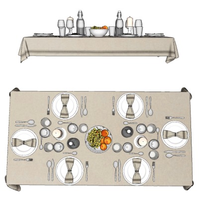  现代西餐餐具su模型下载 