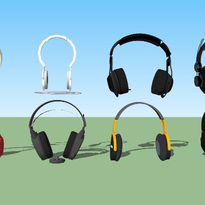  现代头戴式耳机su模型下载 