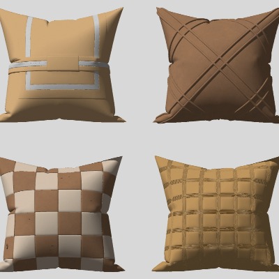  现代布艺抱枕靠枕su模型下载 