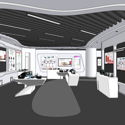  现代企业文化展厅su模型下载 