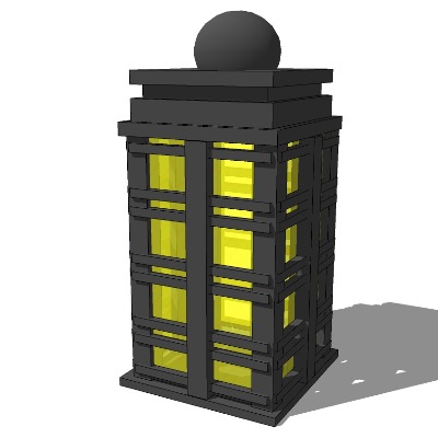  新中式庭院景观灯su模型下载 