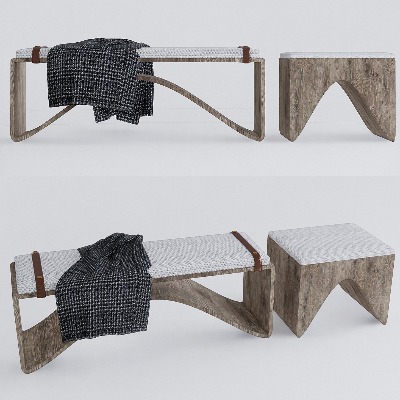  现代实木脚踏su模型下载 