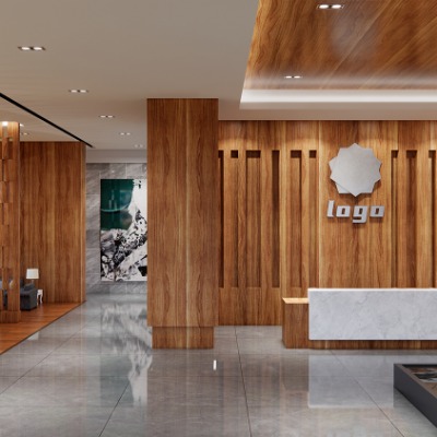  新中式酒店前台su模型 