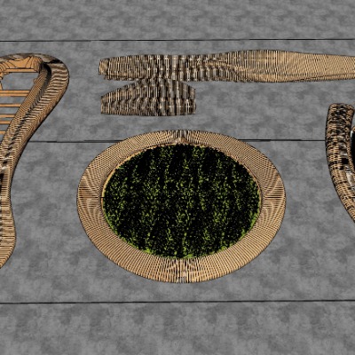  北欧户外原木公用椅su模型下载 