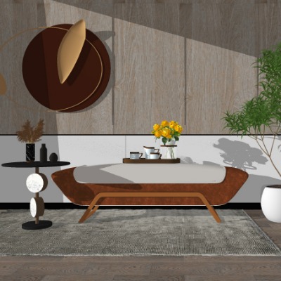  现代布艺床尾凳su模型下载 