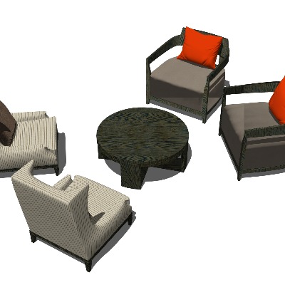  现代茶几休闲沙发su模型下载 