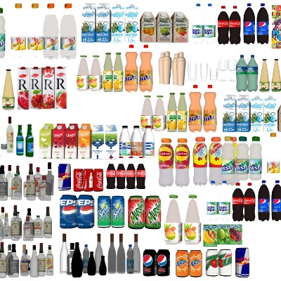  现代啤酒白酒洋酒酒水饮料su模型下载 