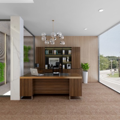  现代敞开式办公室su模型下载 