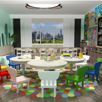  现代幼儿园教室su模型下载 