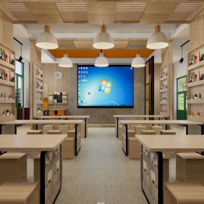  现代美术教室su模型下载 