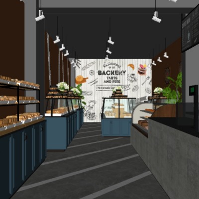  现代面包店su模型下载 