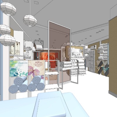  现代家纺店su模型下载 