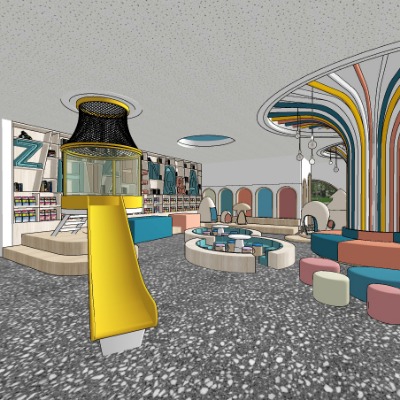  现代儿童阅读室su模型下载 