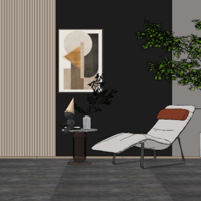  现代休闲躺椅su模型下载 