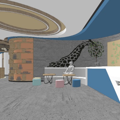  现代早教中心幼儿园su模型下载 