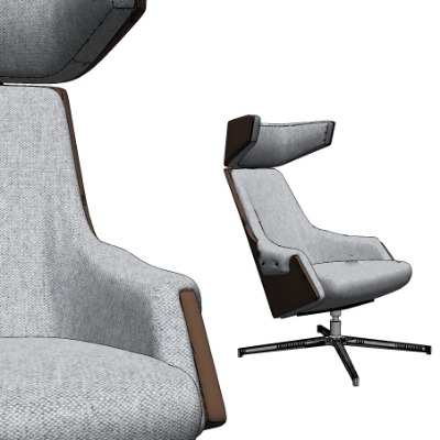  现代布艺办公椅班椅su模型下载 