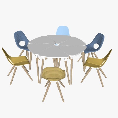  现代班台办公桌椅su模型下载 