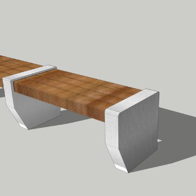  现代户外公用椅su模型下载 