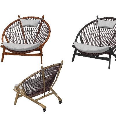  现代藤编户外椅su模型下载 