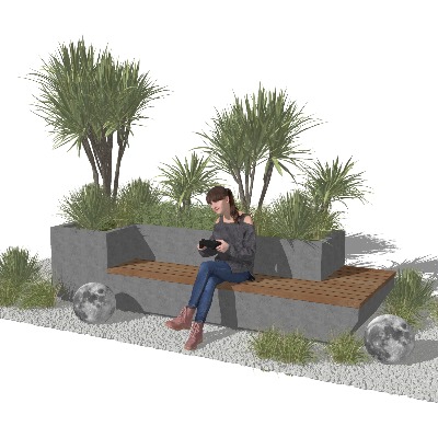  现代景观座椅 公园座椅 公共座椅 户外椅 树池座椅su模型下载 