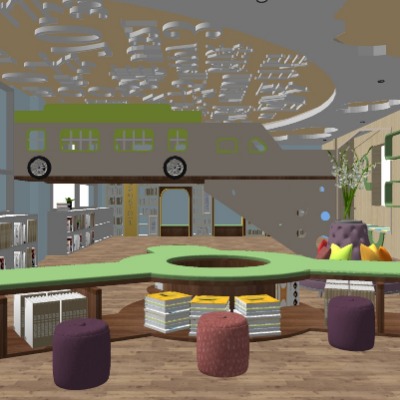  现代幼儿园阅览室su模型下载 