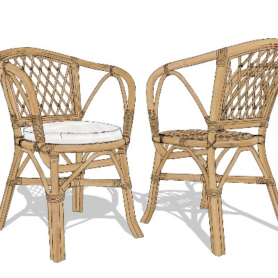  现代藤编户外椅su模型下载 
