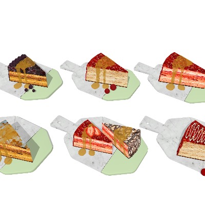  切块蛋糕 奶油夹心su模型下载 