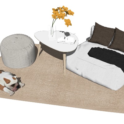   北欧布艺休闲沙发su模型下载 