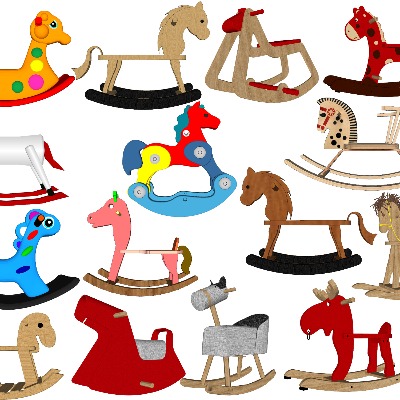  现代儿童摇椅木马su模型下载 