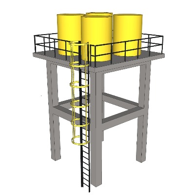  工业风水塔su模型下载 