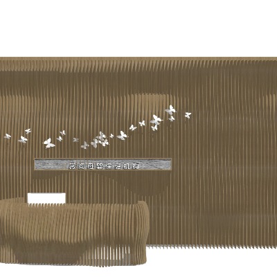  新中式办公前台su模型下载 