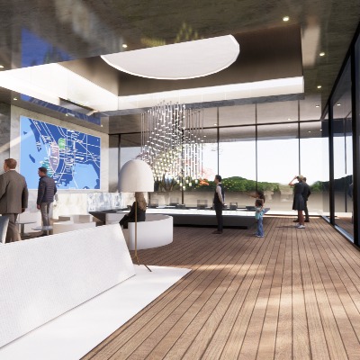  售楼处展示区入口 大厅 庭院su模型下载 