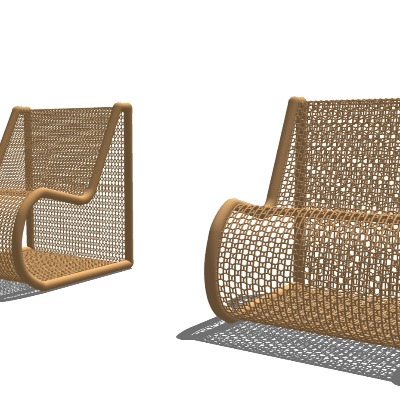  现代藤编户外椅su模型下载 