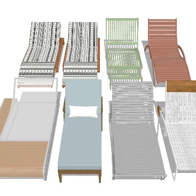  沙滩椅 户外躺椅su模型下载 