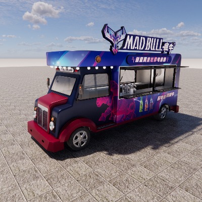  现代移动餐车su模型下载 