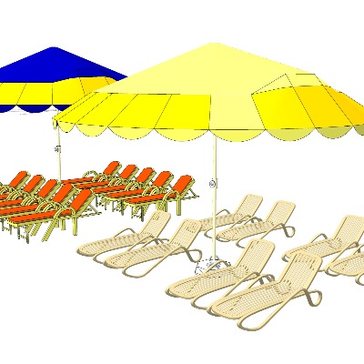  户外沙滩椅 休闲躺椅su模型下载 