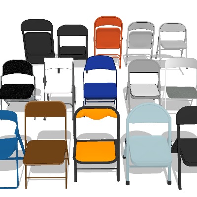  折叠椅 收缩铁椅子su模型下载 