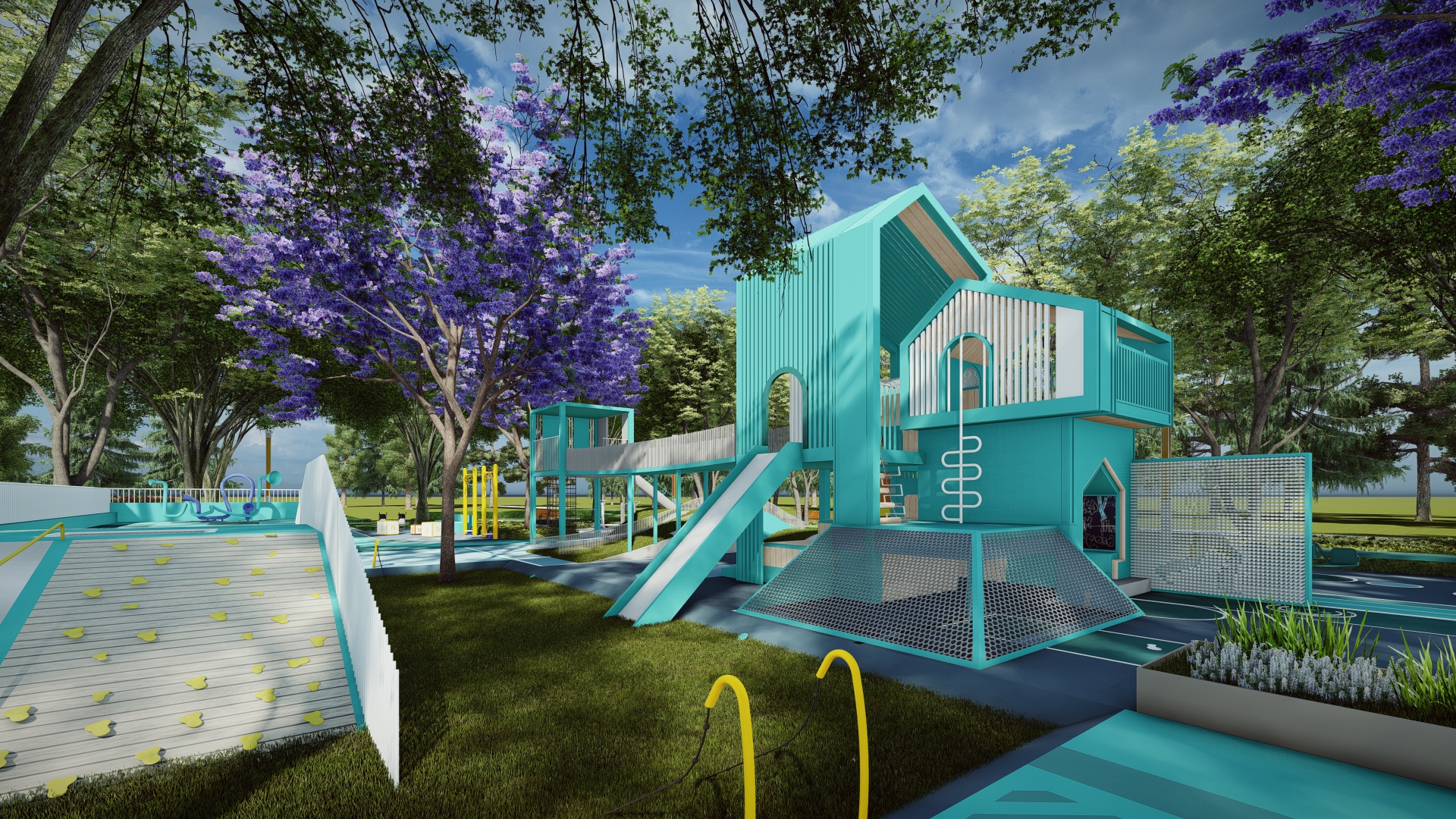  儿童游乐广场su模型下载 