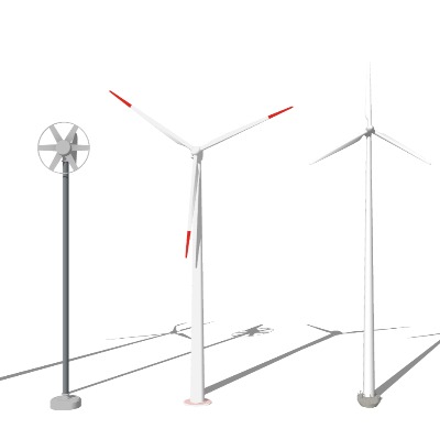  现代风力发电机su模型下载 