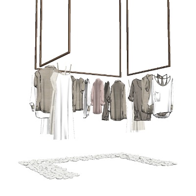  现代服装展示架su模型下载 