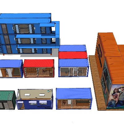  铁皮集装箱 铁皮箱su模型下载 